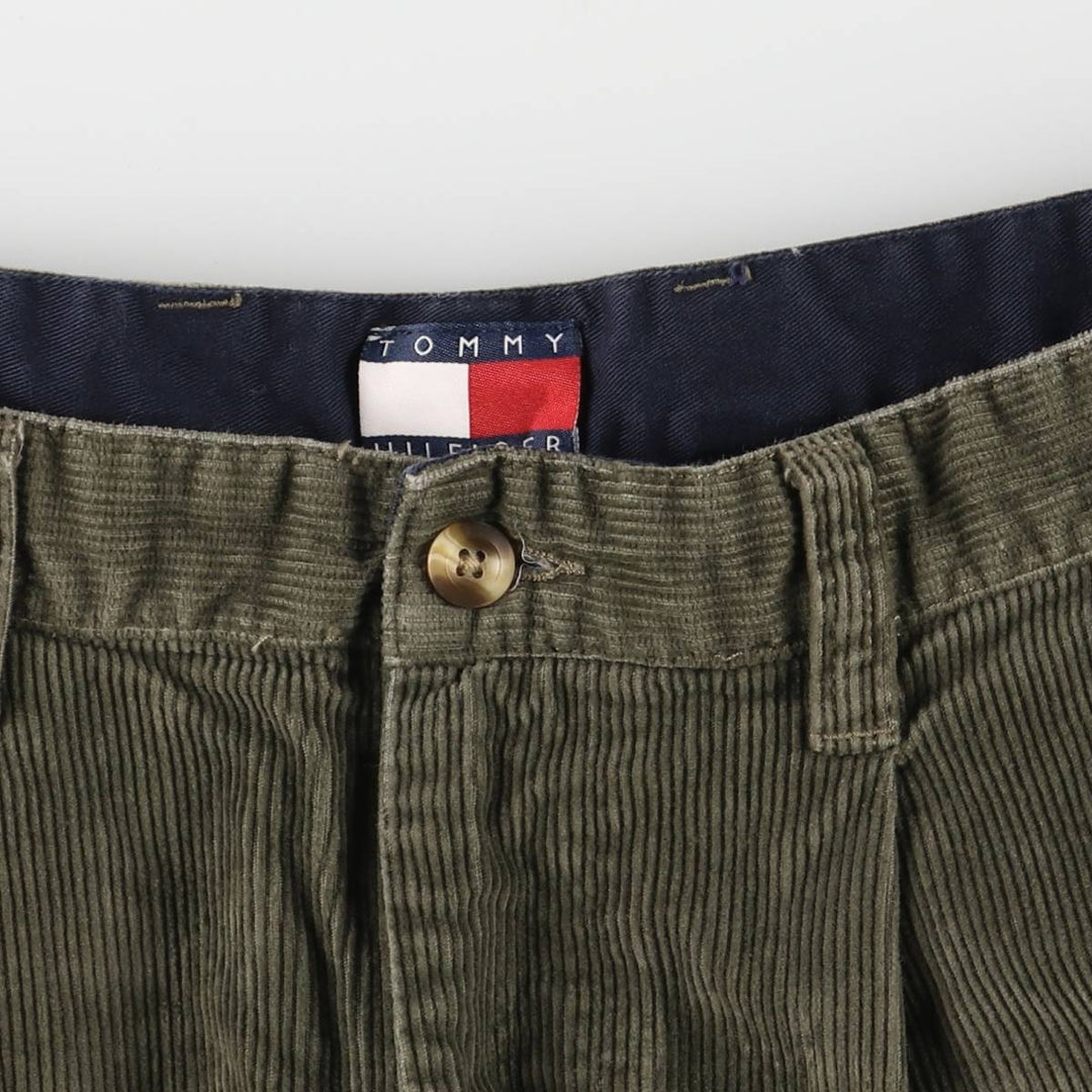 2000'S Tommy Hilfiger Two-pleat Corduroy Pants Men's Size W34 cotton Khaki type Vintage Second Hand
