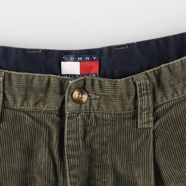 2000'S Tommy Hilfiger Two-pleat Corduroy Pants Men's Size W34 cotton Khaki type Vintage Second Hand