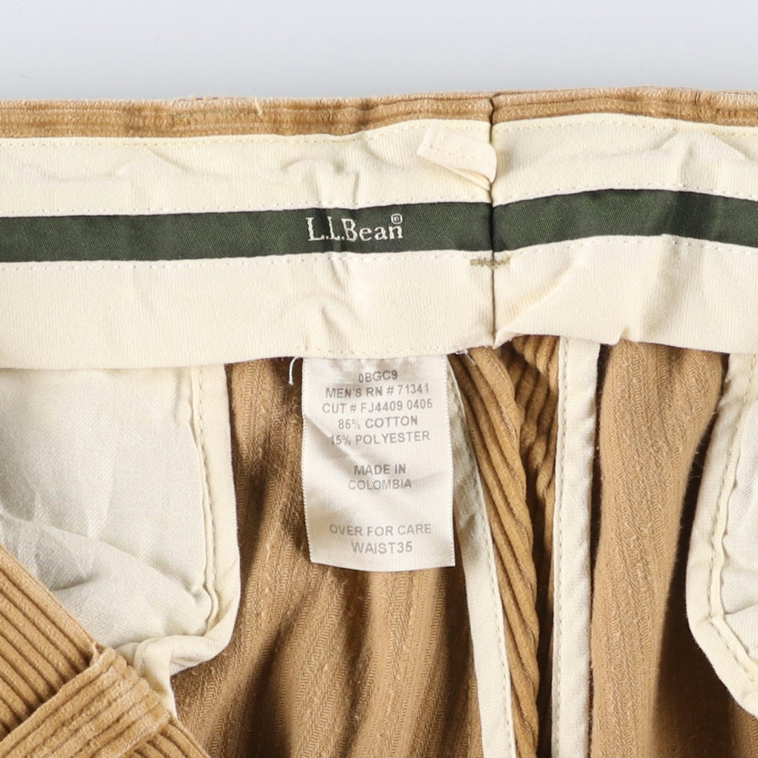 LLBean Wide Ribbed Corduroy Pants, Men's, Vintage, Size W35 cotton Khaki type beige Vintage Second Hand