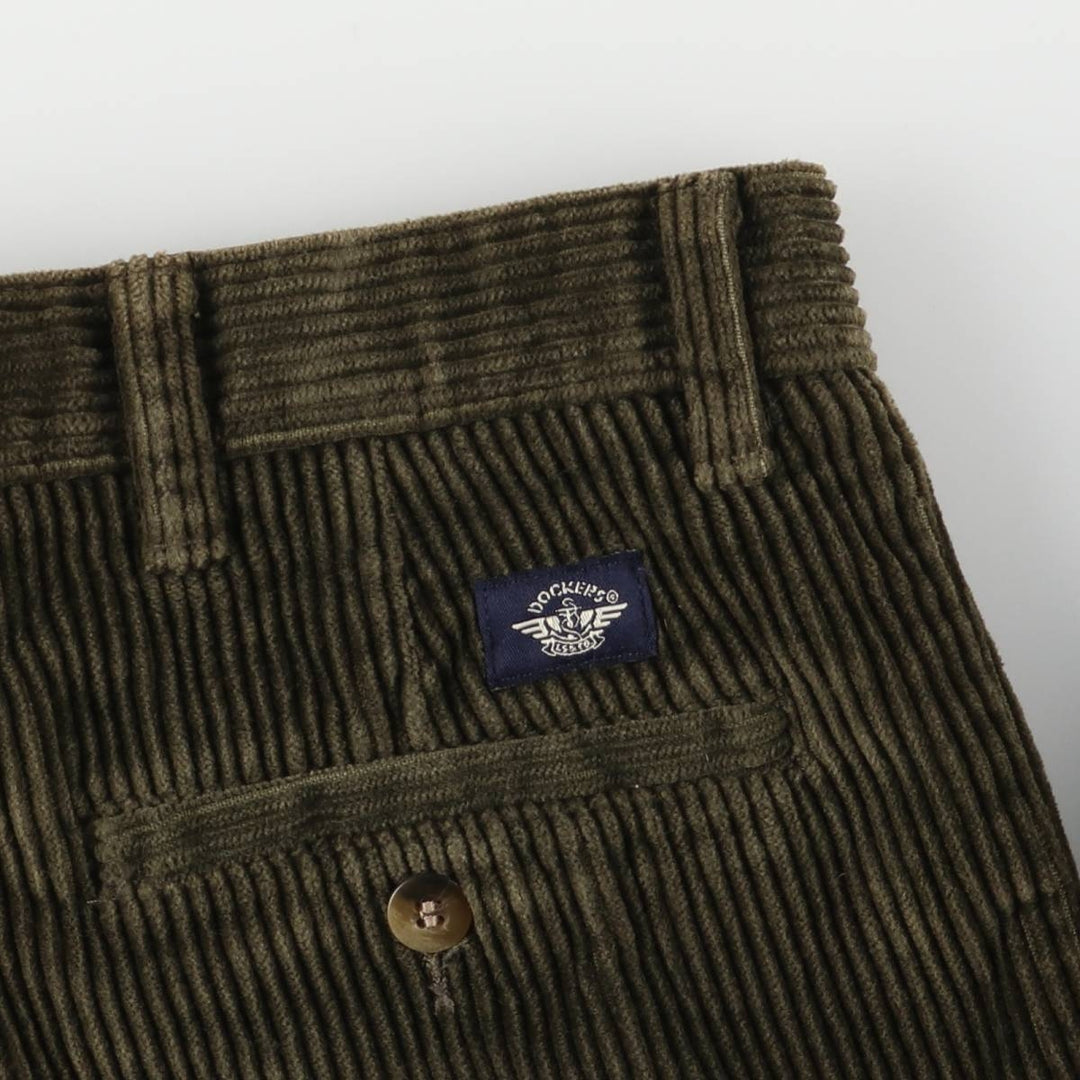 90'S Dockers Khakis Relaxed Fit Two-Pleated Corduroy Pants, Men's, Vintage, Size 34 cotton Green type dark green Vintage Second Hand