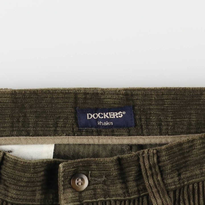 90'S Dockers Khakis Relaxed Fit Two-Pleated Corduroy Pants, Men's, Vintage, Size 34 cotton Green type dark green Vintage Second Hand