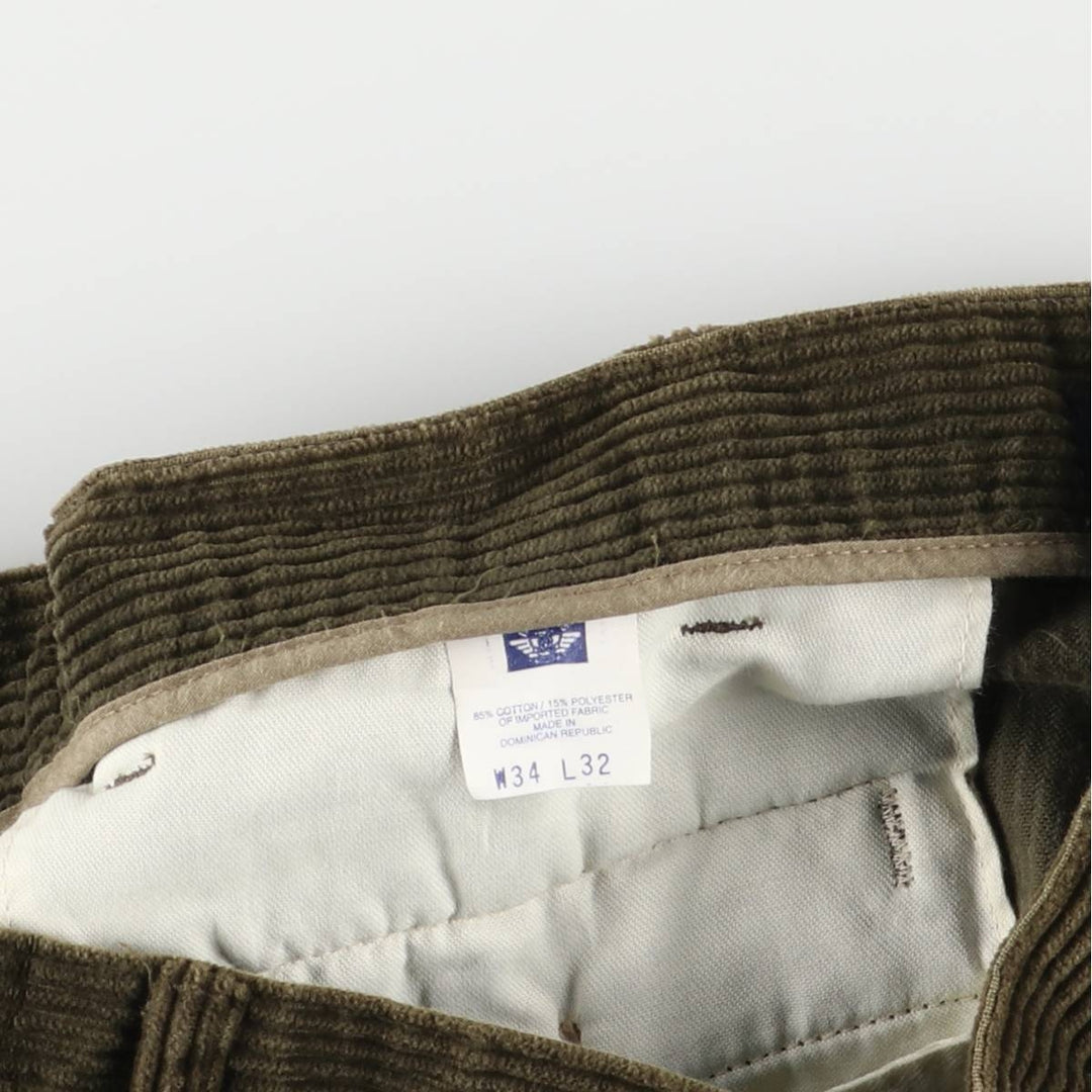 90'S Dockers Khakis Relaxed Fit Two-Pleated Corduroy Pants, Men's, Vintage, Size 34 cotton Green type dark green Vintage Second Hand