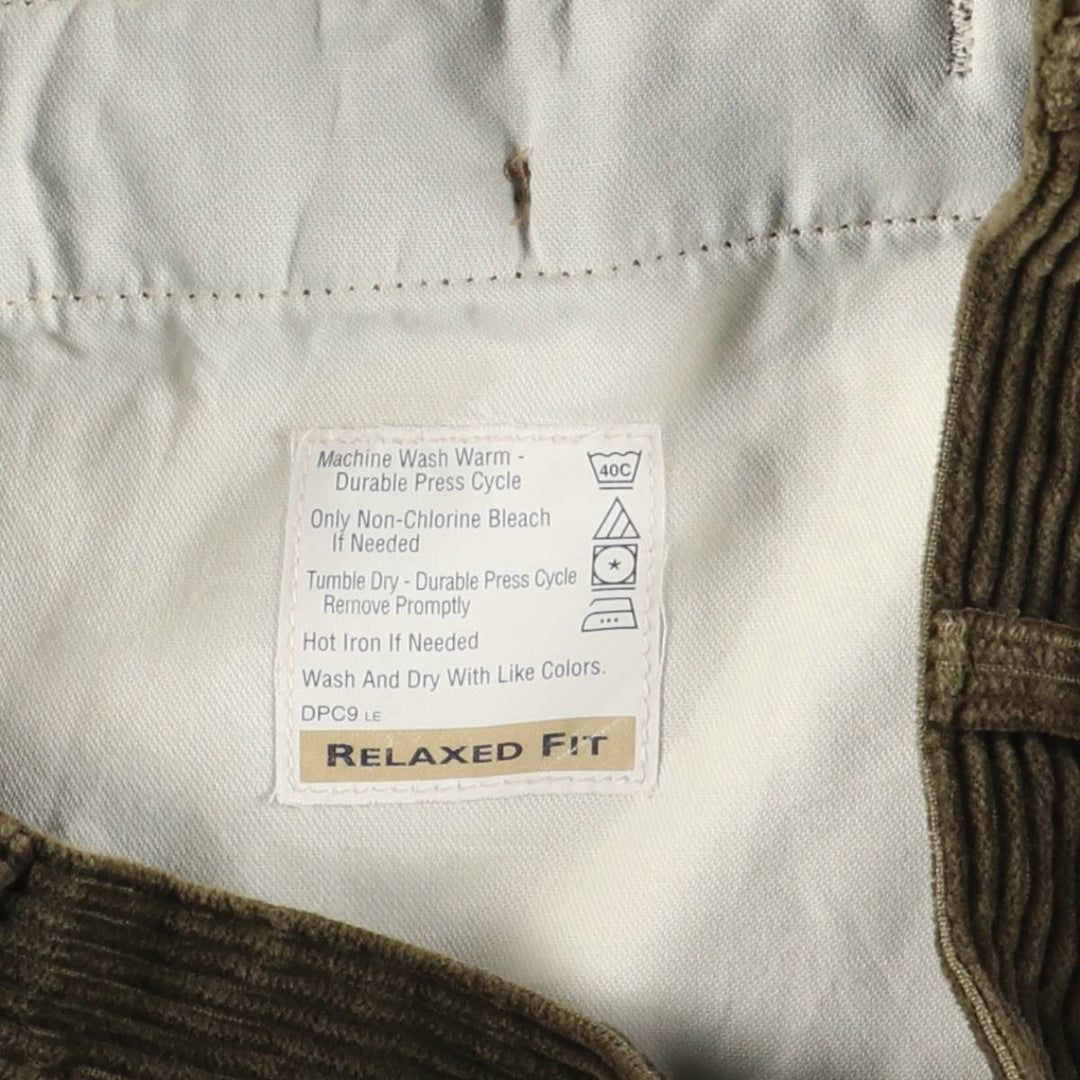 90'S Dockers Khakis Relaxed Fit Two-Pleated Corduroy Pants, Men's, Vintage, Size 34 cotton Green type dark green Vintage Second Hand