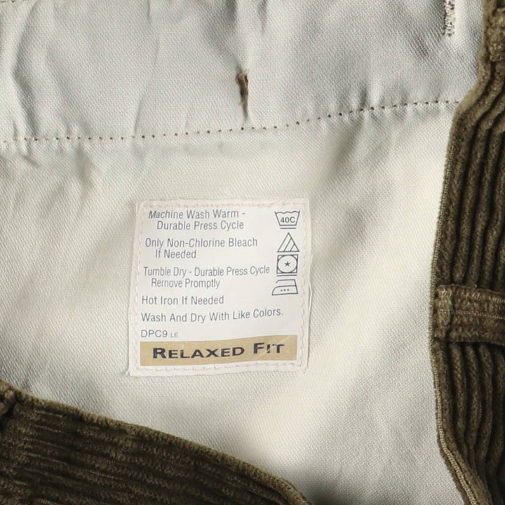 90'S Dockers Khakis Relaxed Fit Two-Pleated Corduroy Pants, Men's, Vintage, Size 34 cotton Green type dark green Vintage Second Hand
