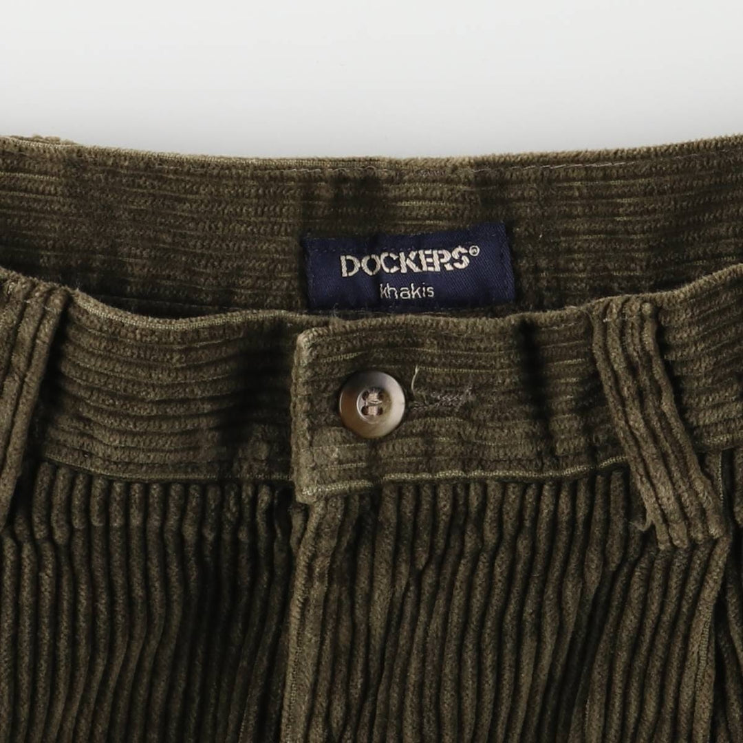 90'S Dockers Khakis Relaxed Fit Two-Pleated Corduroy Pants, Men's, Vintage, Size 34 cotton Green type dark green Vintage Second Hand