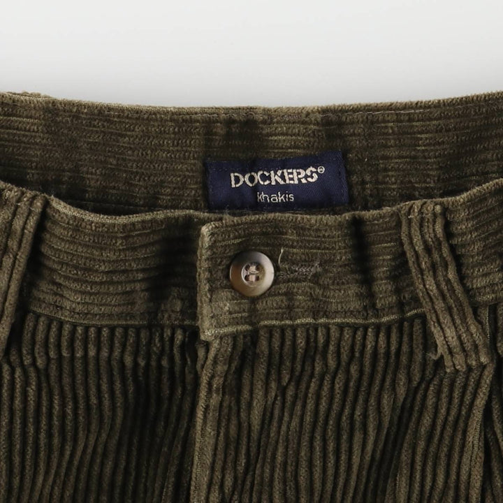 90'S Dockers Khakis Relaxed Fit Two-Pleated Corduroy Pants, Men's, Vintage, Size 34 cotton Green type dark green Vintage Second Hand