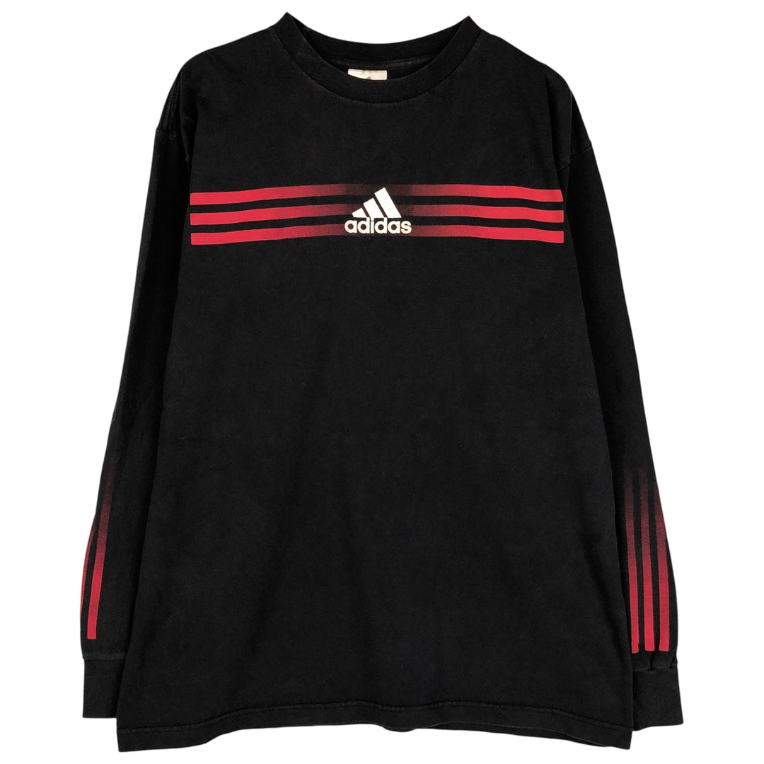 Adidas long-sleeved T-shirt, men's size L cotton black type Vintage Second Hand