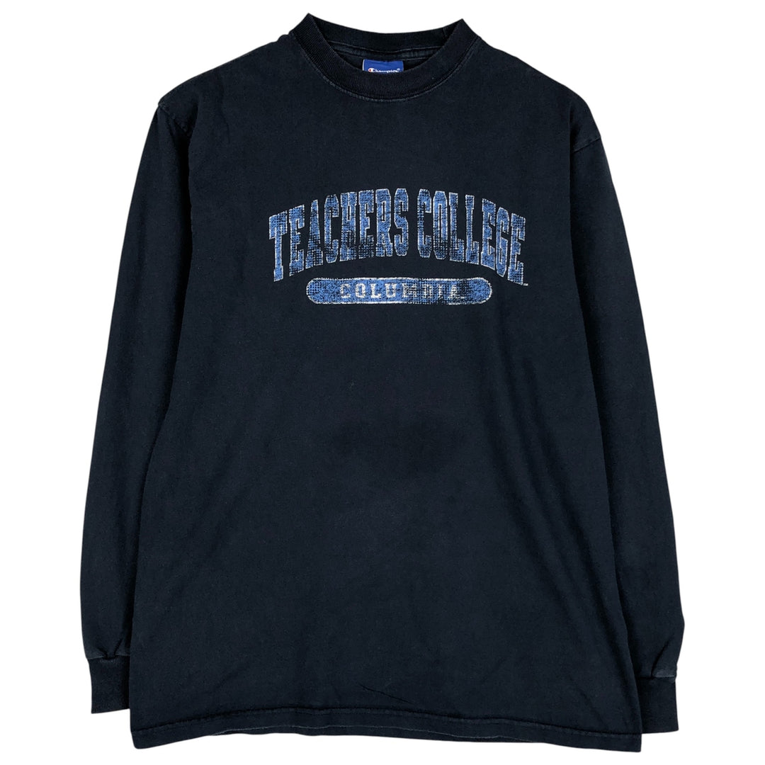 Champion Authentic Athletic Apparel College Long Sleeve T-Shirt, Men's Size Medium cotton navy blue type Vintage Second Hand
