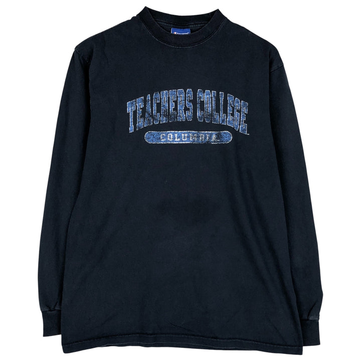 Champion Authentic Athletic Apparel College Long Sleeve T-Shirt, Men's Size Medium cotton navy blue type Vintage Second Hand