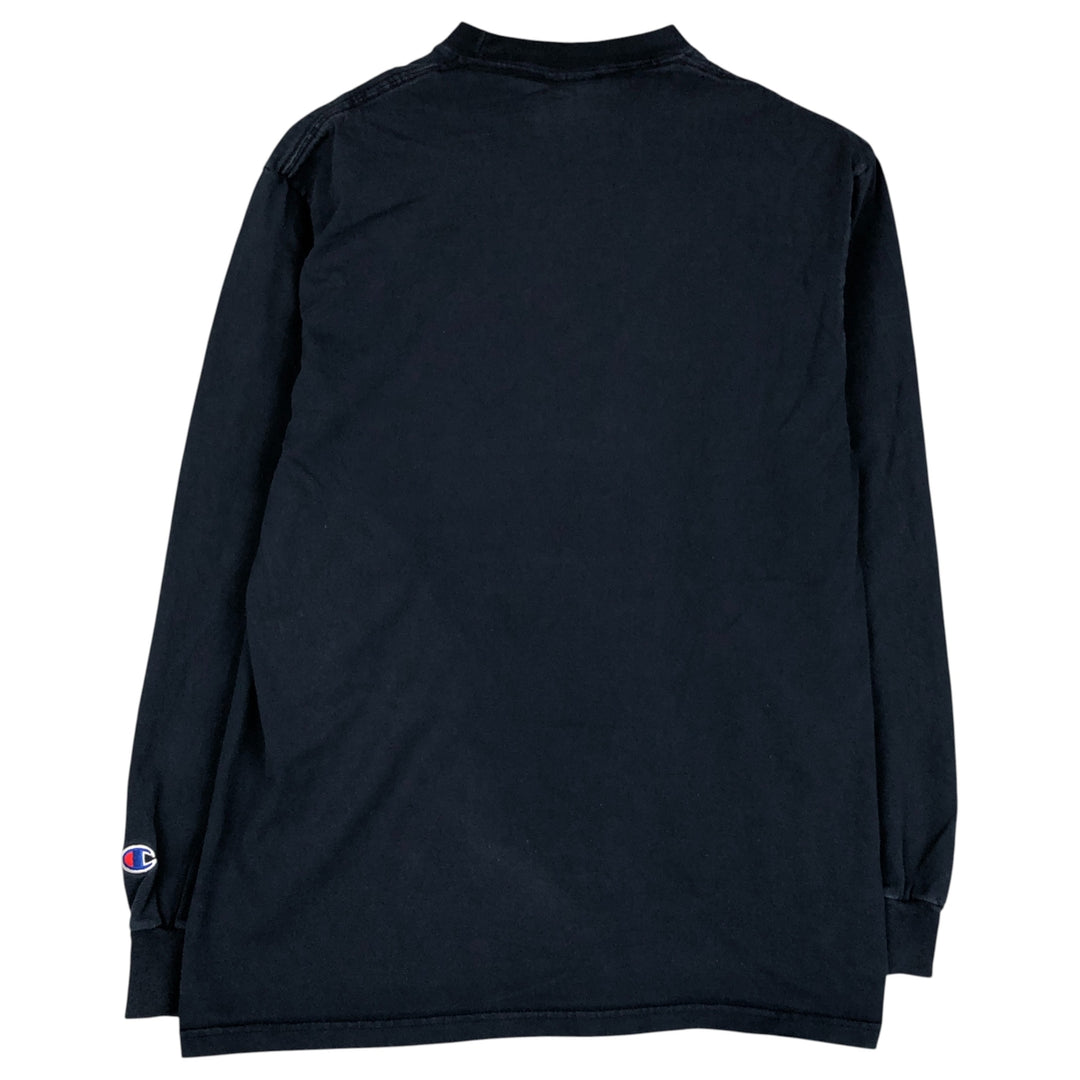 Champion Authentic Athletic Apparel College Long Sleeve T-Shirt, Men's Size Medium cotton navy blue type Vintage Second Hand