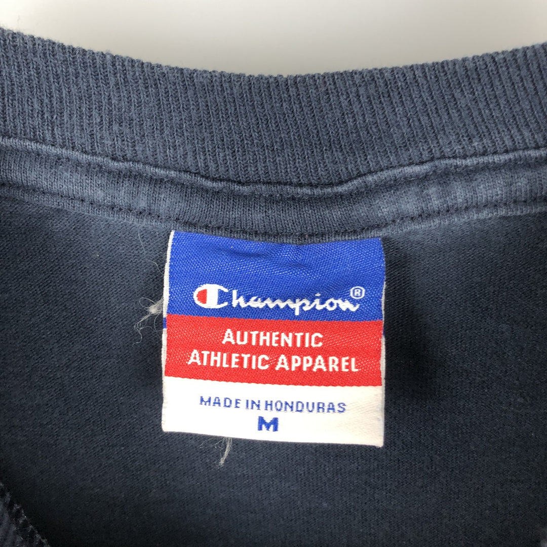 Champion Authentic Athletic Apparel College Long Sleeve T-Shirt, Men's Size Medium cotton navy blue type Vintage Second Hand