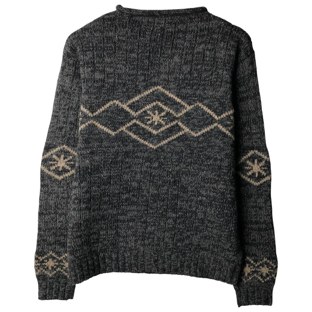 Pendleton Fair Isle Pattern Roll Neck Wool Knit Sweater, Men's Size Medium wool Charcoal Vintage Second Hand