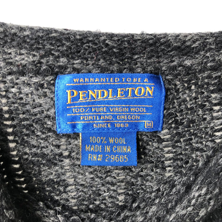 Pendleton Fair Isle Pattern Roll Neck Wool Knit Sweater, Men's Size Medium wool Charcoal Vintage Second Hand