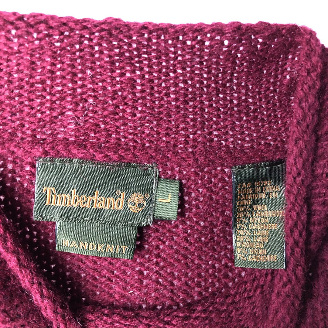 90s-00'S Timberland Snow Pattern Cashmere Blend Roll Neck Nordic Sweater, Men's, Size L wool burgundy type Vintage Second Hand