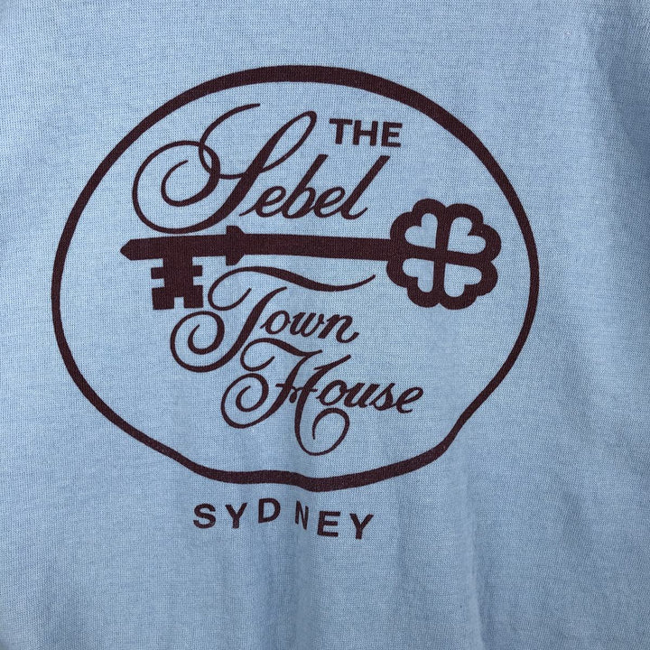 Vintage printed sweatshirt, men's M size polyester Blue type light blue Vintage Second Hand