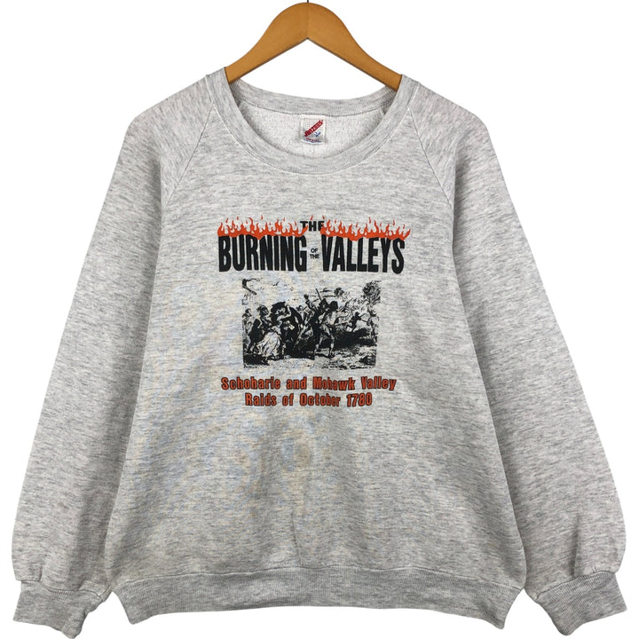 Vintage 80s-90'S Jerseys Fire Pattern Print Sweatshirt, Made in USA, Men's Size L cotton gray type Vintage Second Hand
