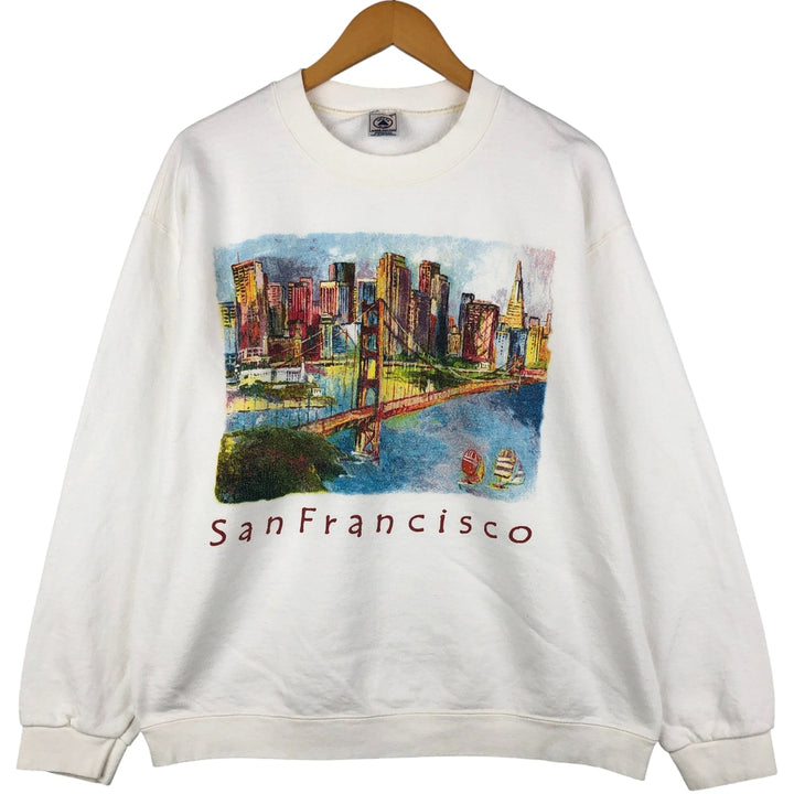 Vintage 90'S Delta DELTA printed sweatshirt, made in the USA, size L, men's cotton white type Vintage Second Hand