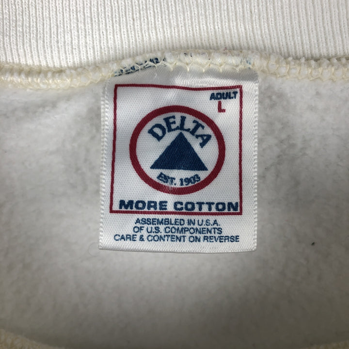 Vintage 90'S Delta DELTA printed sweatshirt, made in the USA, size L, men's cotton white type Vintage Second Hand