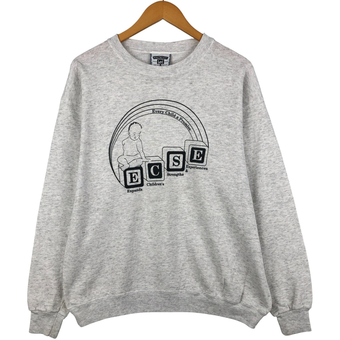 Vintage 90'S Lee Heavy Weight Printed Sweatshirt, Made in USA, Men's Size L cotton gray type Vintage Second Hand