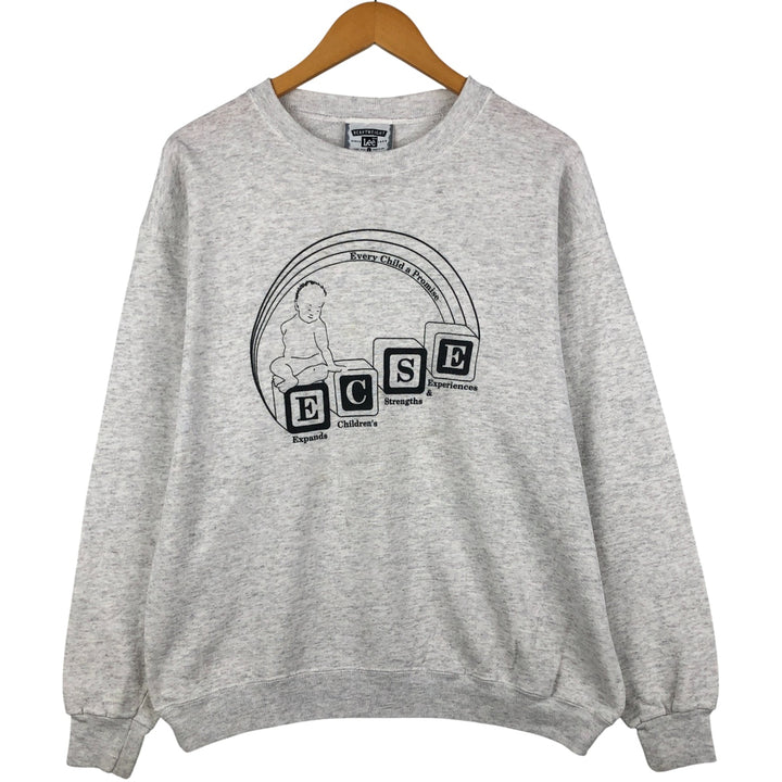 Vintage 90'S Lee Heavy Weight Printed Sweatshirt, Made in USA, Men's Size L cotton gray type Vintage Second Hand