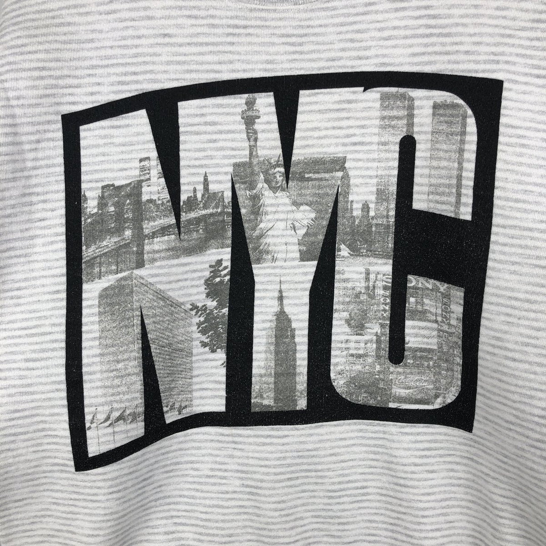 Vintage 80s-90'S Jerzees striped print sweatshirt, made in the USA, size L, men's cotton gray type Vintage Second Hand