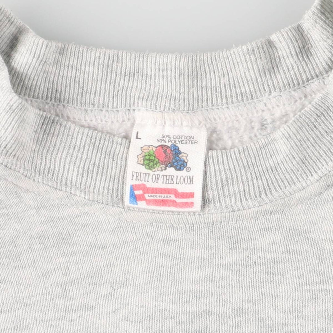 Vintage 90'S Fruit of the Loom back print sweatshirt, made in the USA, size L, men's cotton gray type Vintage Second Hand