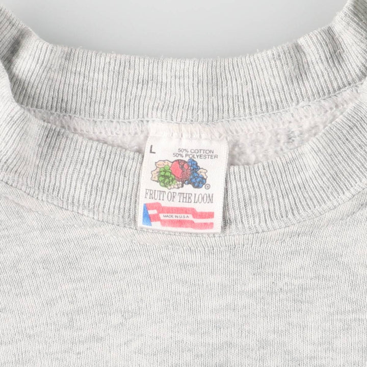 Vintage 90'S Fruit of the Loom back print sweatshirt, made in the USA, size L, men's cotton gray type Vintage Second Hand