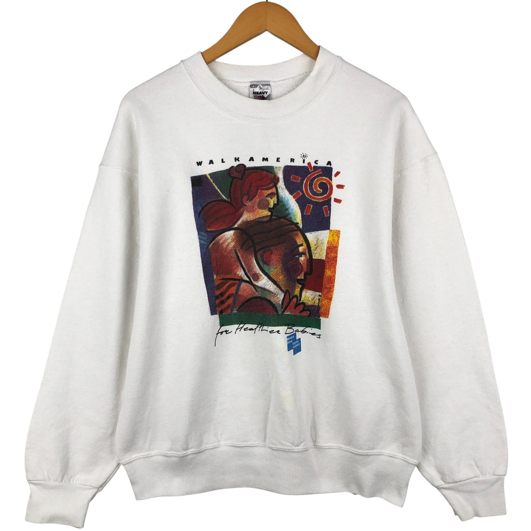 90'S Fruit of the Loom printed sweatshirt, made in the USA, men's size L, vintage cotton gray type Vintage Second Hand