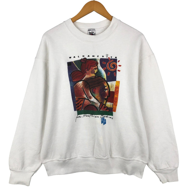 90'S Fruit of the Loom printed sweatshirt, made in the USA, men's size L, vintage cotton gray type Vintage Second Hand