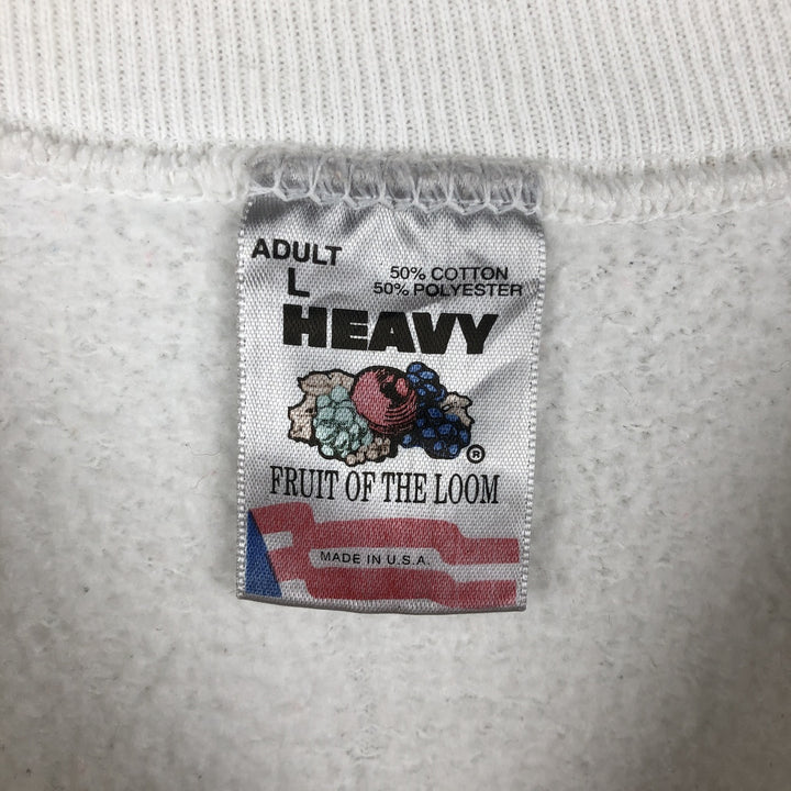 90'S Fruit of the Loom printed sweatshirt, made in the USA, men's size L, vintage cotton gray type Vintage Second Hand