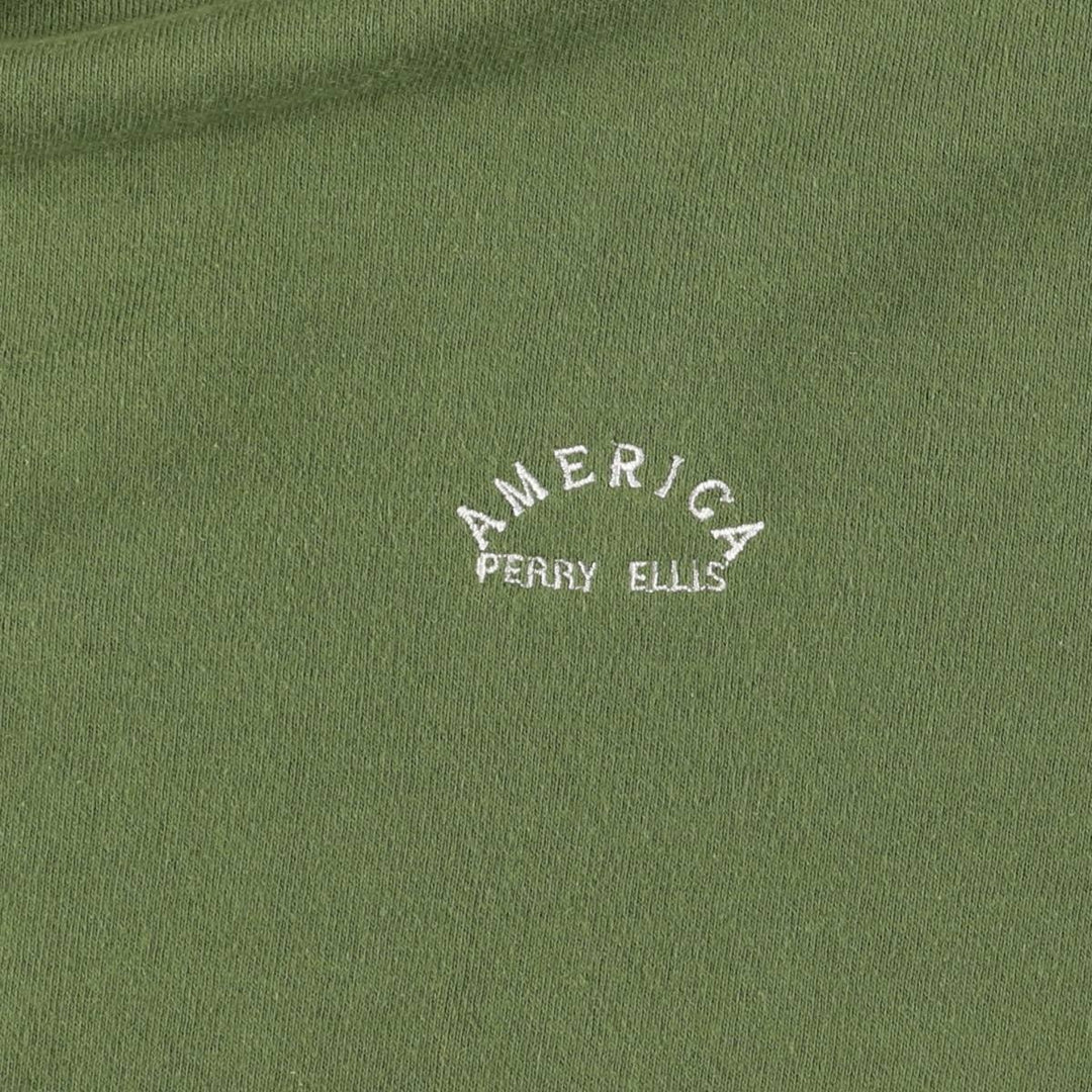 Perry Ellis AMERICA One-Point Logo Sweatshirt, Men's Size M cotton Khaki type Vintage Second Hand