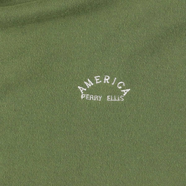 Perry Ellis AMERICA One-Point Logo Sweatshirt, Men's Size M cotton Khaki type Vintage Second Hand