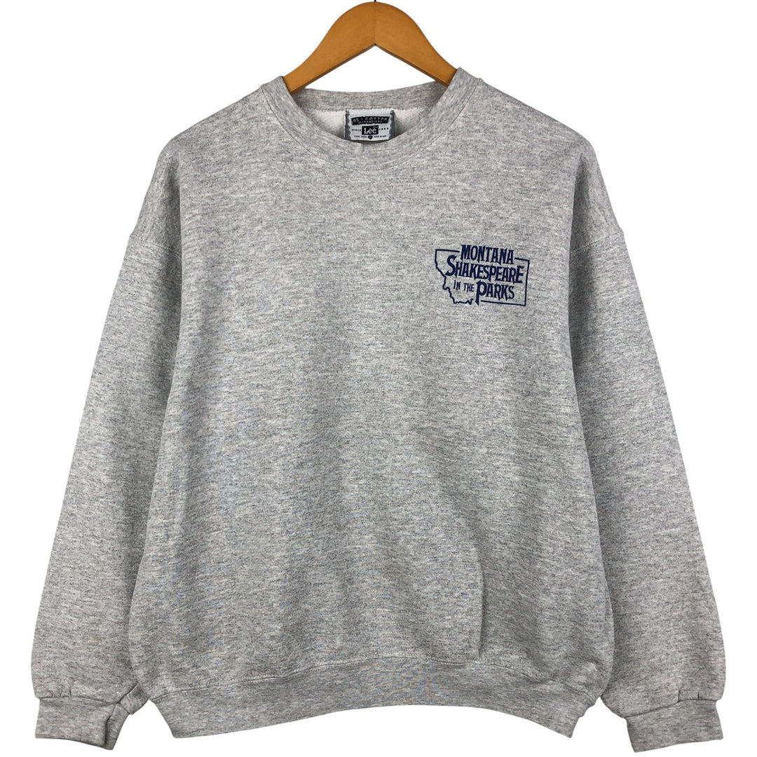 Vintage 90'S Lee 95 Cotton Ultra Weight Printed Sweatshirt, Made in USA, Men's Size L cotton gray type Vintage Second Hand