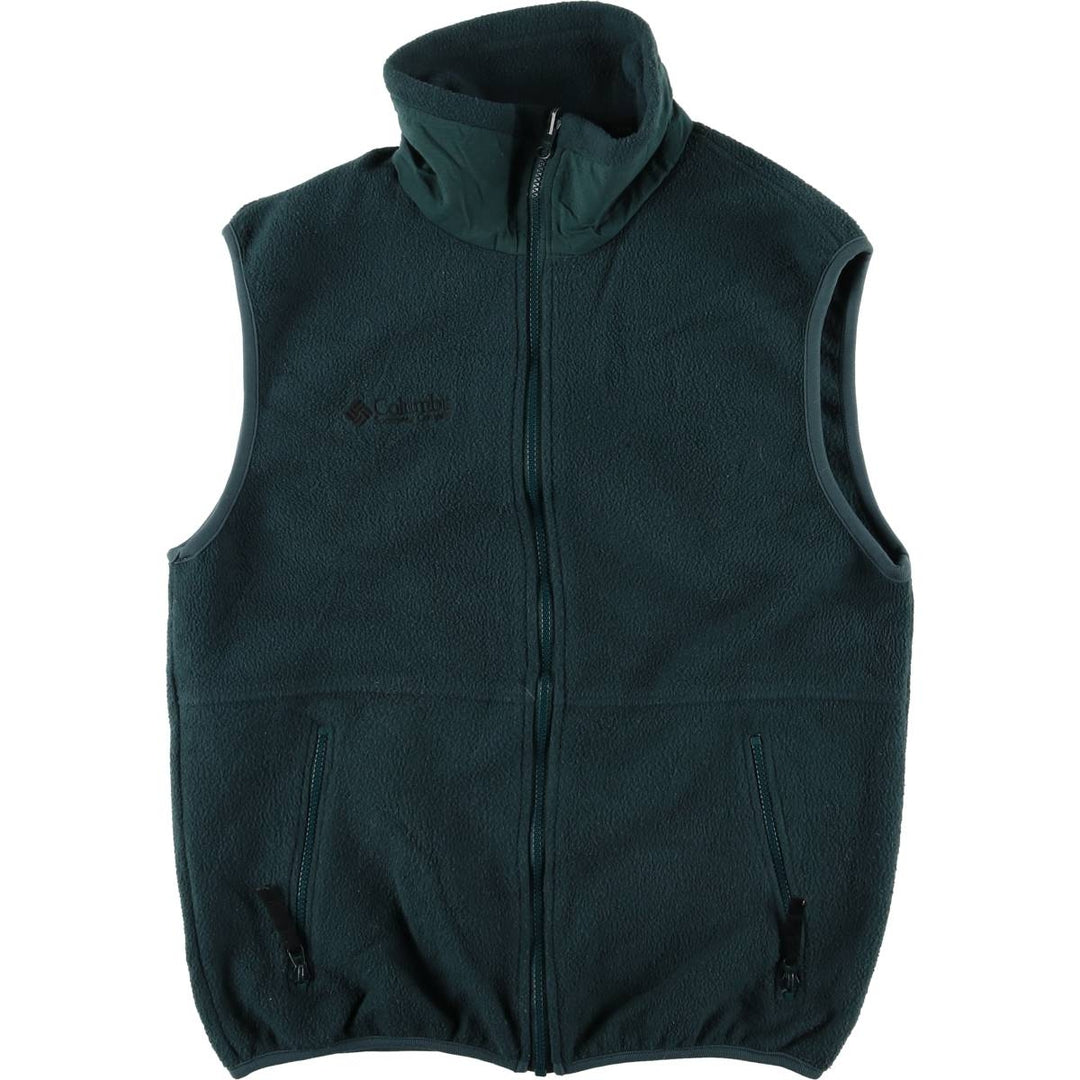 90s-00'S Vintage Columbia Ripstop Fleece Vest, Made in USA, Men's Size Medium polyester Green type dark green Vintage Second Hand