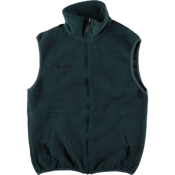90s-00'S Vintage Columbia Ripstop Fleece Vest, Made in USA, Men's Size Medium polyester Green type dark green Vintage Second Hand