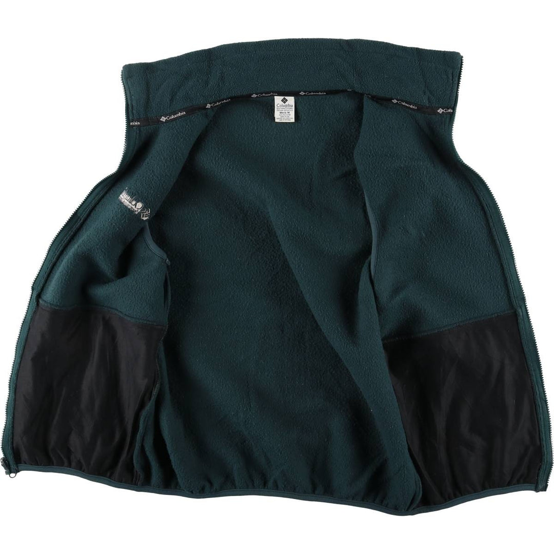 90s-00'S Vintage Columbia Ripstop Fleece Vest, Made in USA, Men's Size Medium polyester Green type dark green Vintage Second Hand