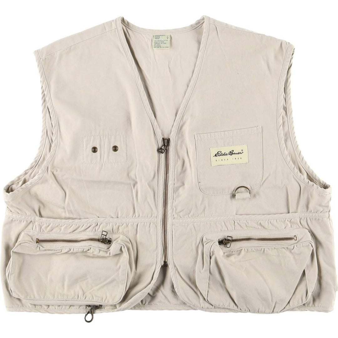 Eddie Bauer Women's Fishing Vest, Size L cotton Beige type Vintage Second Hand