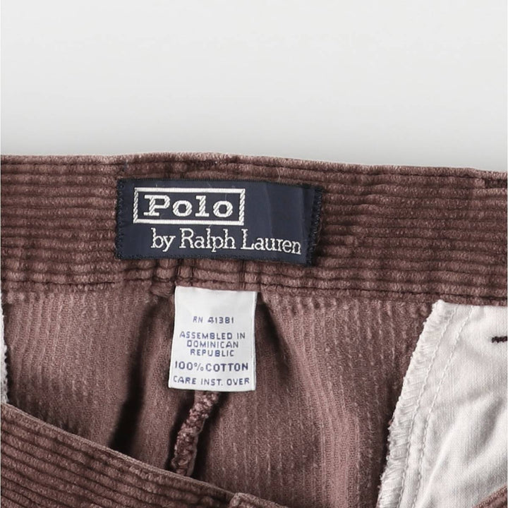Ralph Lauren POLO Ralph Lauren two-pleat corduroy pants, men's size W34 cotton red type reddish brown Vintage Second Hand