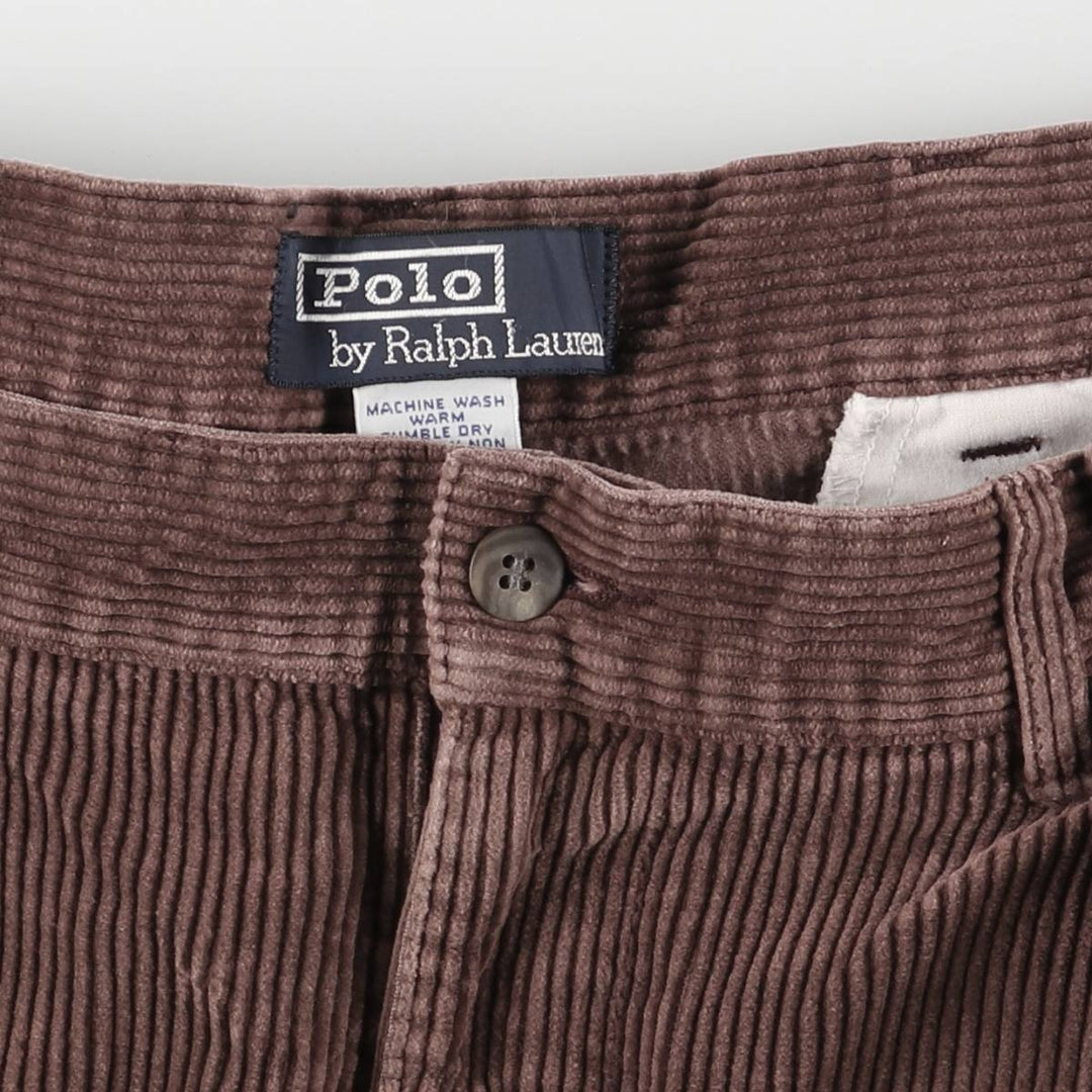 Ralph Lauren POLO Ralph Lauren two-pleat corduroy pants, men's size W34 cotton red type reddish brown Vintage Second Hand