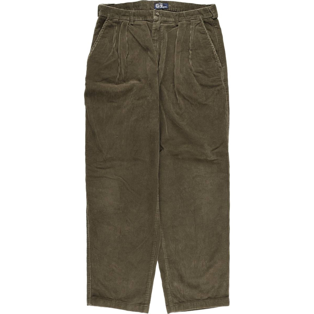 Vintage 1990'S Polo by Ralph Lauren two-pleat corduroy pants, made in the USA, men's size W34. cotton Khaki type Vintage Second Hand