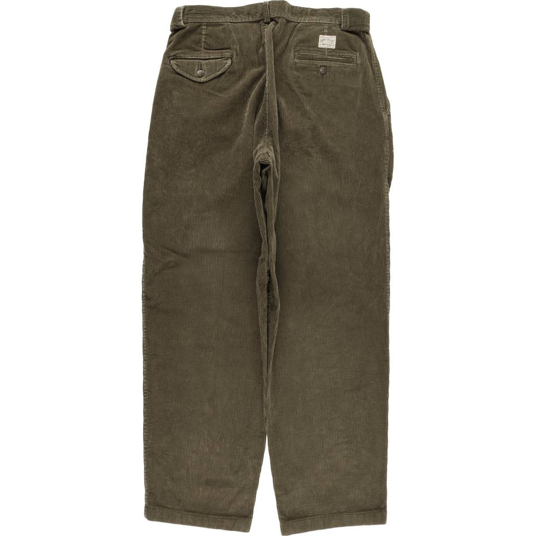 Vintage 1990'S Polo by Ralph Lauren two-pleat corduroy pants, made in the USA, men's size W34. cotton Khaki type Vintage Second Hand