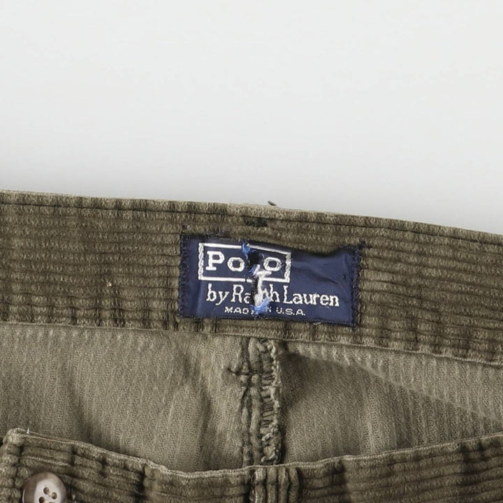 Vintage 1990'S Polo by Ralph Lauren two-pleat corduroy pants, made in the USA, men's size W34. cotton Khaki type Vintage Second Hand