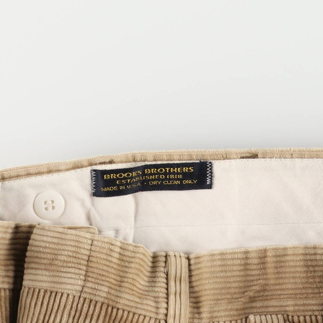 Brooks Brothers Two-pleat Corduroy Pants, Made in the USA, Men's, Size W35 unclear Beige type Vintage Second Hand