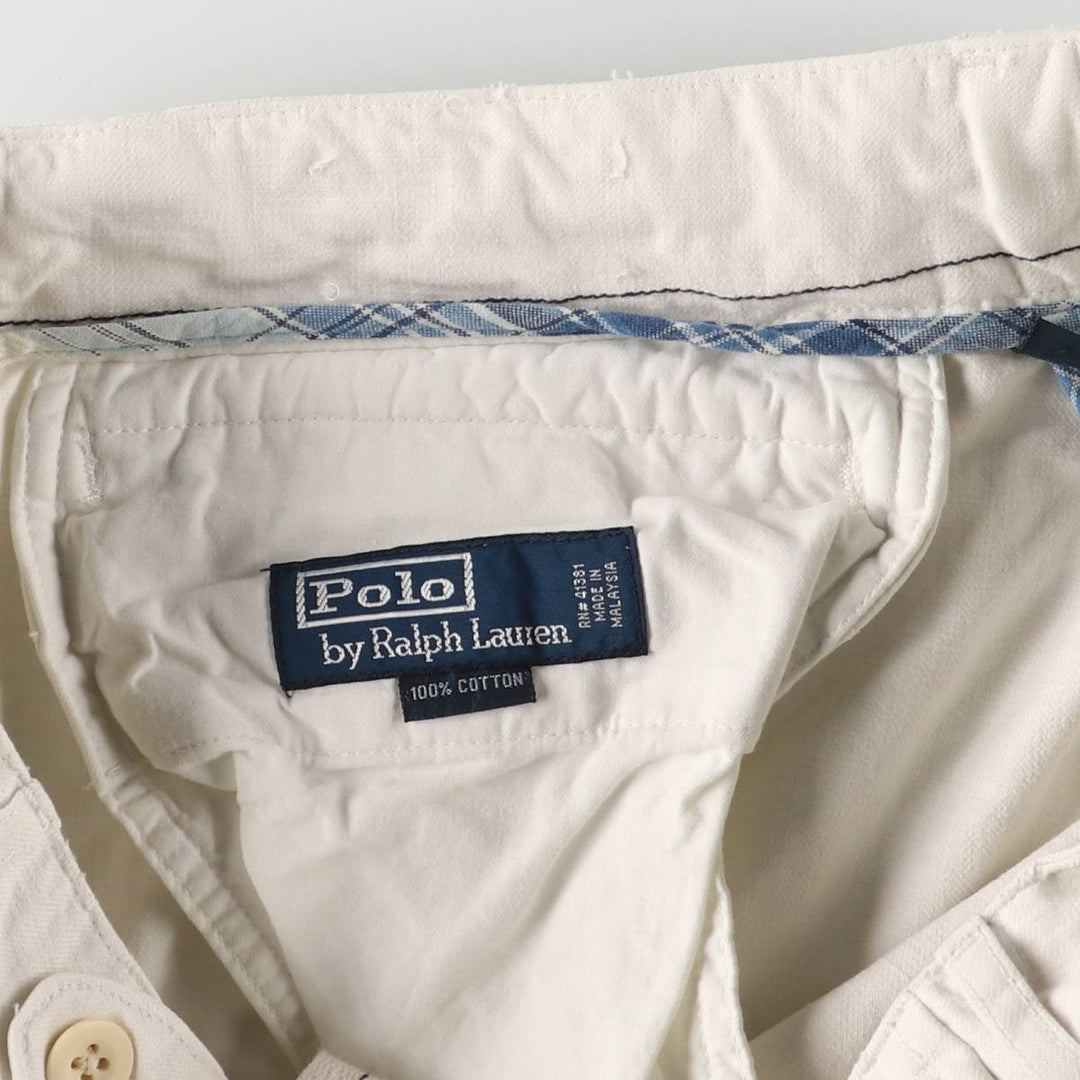 Ralph Lauren POLO by Ralph Lauren men's tapered cotton pants, size W35. cotton white type Vintage Second Hand