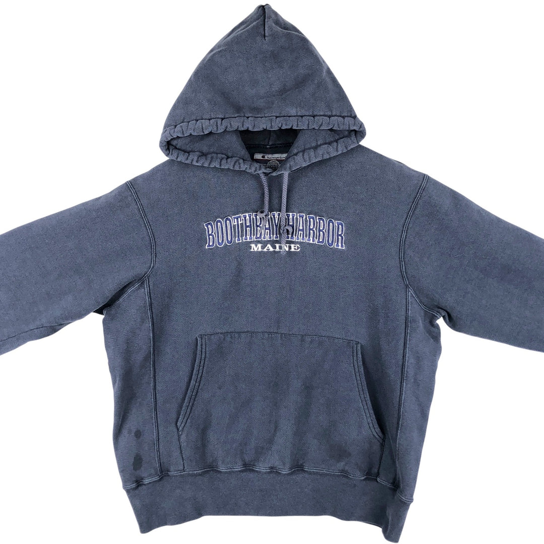 2000'S Champion Original Reverse Weave Sweatshirt Pullover Hoodie, Men's Size Medium cotton navy blue type Vintage Second Hand