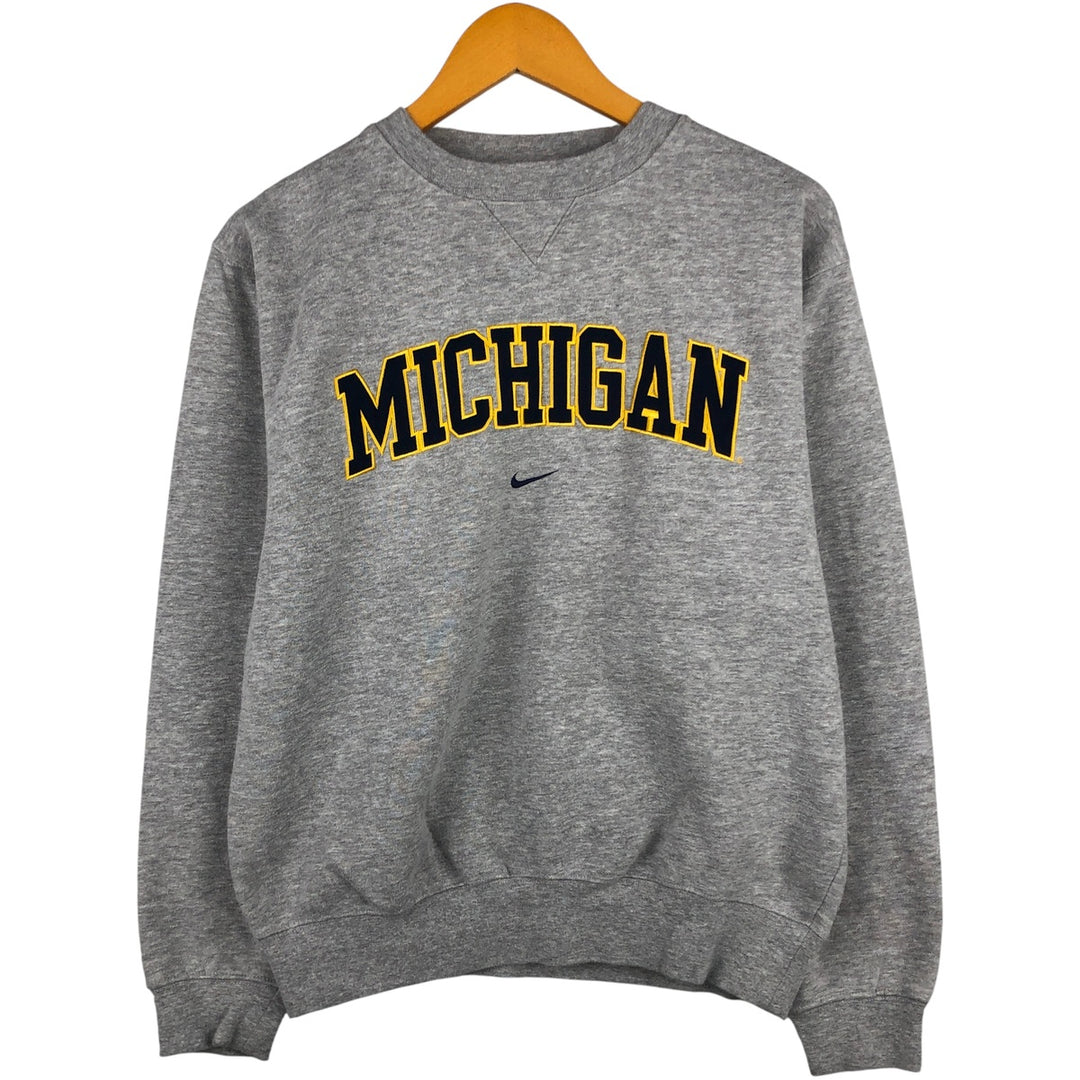 90s-00'S Nike Team Michigan University College Sweatshirt, Men's Size Small cotton gray type Vintage Second Hand
