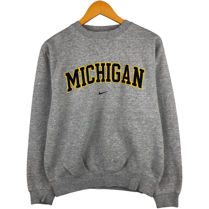 90s-00'S Nike Team Michigan University College Sweatshirt, Men's Size Small cotton gray type Vintage Second Hand