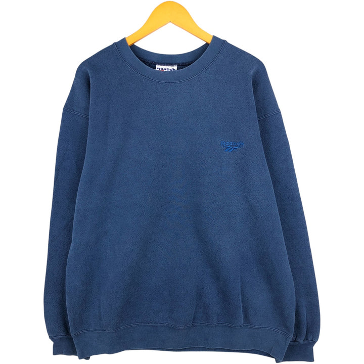 90'S Reebok Logo Sweatshirt, Made in USA, Men's XL, Vintage cotton navy blue type Vintage Second Hand
