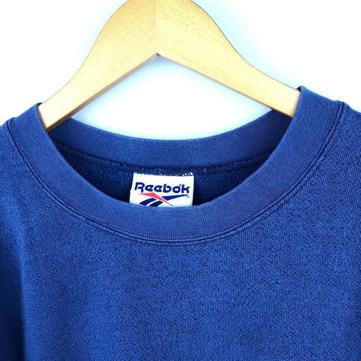 90'S Reebok Logo Sweatshirt, Made in USA, Men's XL, Vintage cotton navy blue type Vintage Second Hand