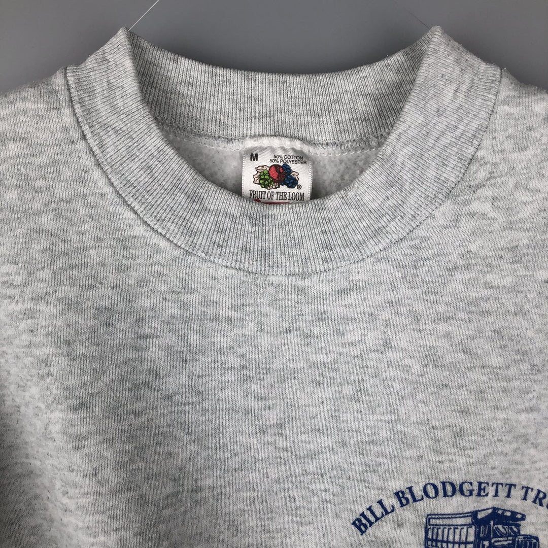 90'S Fruit of the Loom Bill Blodgett Trucking Advertising Sweatshirt, Made in USA, Men's Size Medium cotton gray type Vintage Second Hand